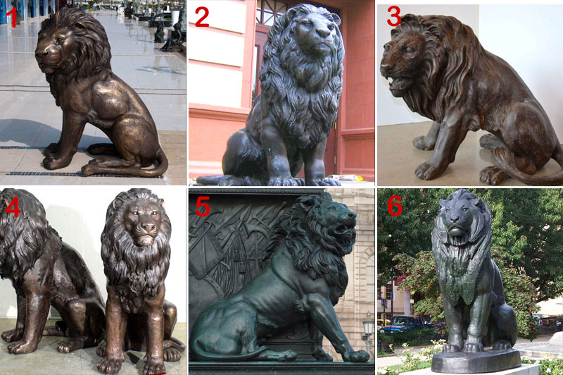 bronze lying lion statue