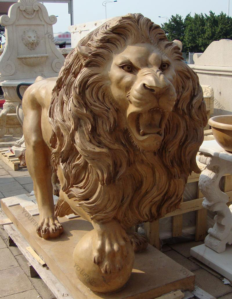 Large concrete roaring garden lion statues for outdoor back yard