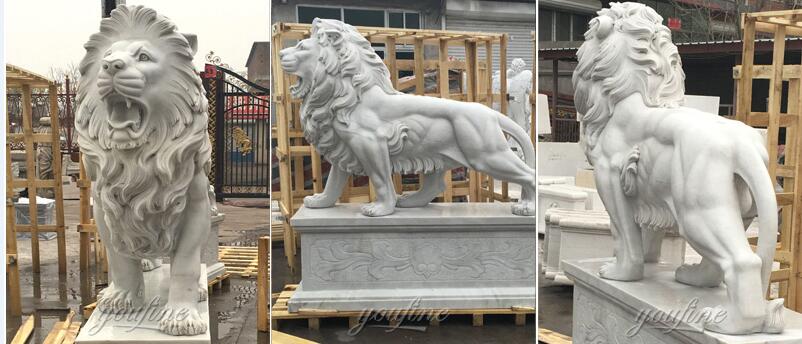 marble life size lion statue for outside garden decor