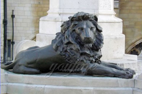 Outdoor customized modern garden sculptures bronze lion statues lying down for sale