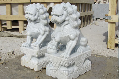 Factory Supply marble foo dog statues for sale