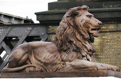 Garden sitting life size bronze lion sculpture for park