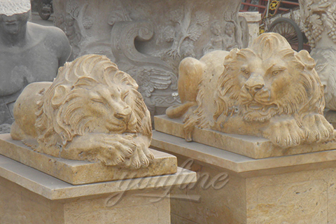 Garden ornaments sleeping marble lion statues outdoor for yard