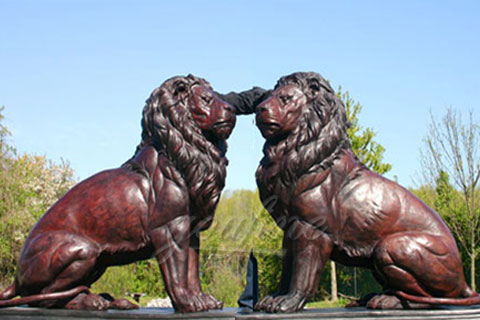 large double sitting bronze lion statues for decoration