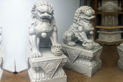 Fu dogs lion statues pair for front porch