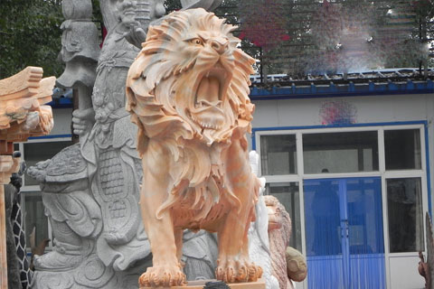 Roaring lion statues for lawn ornaments on sale