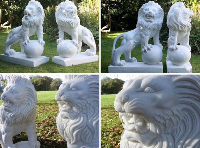 Outdoor garden ornaments white lion statues for saleMarble/Bronze Lion