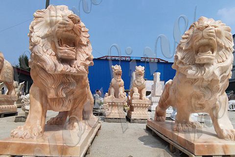 Main Entrance Marble Lion Statue