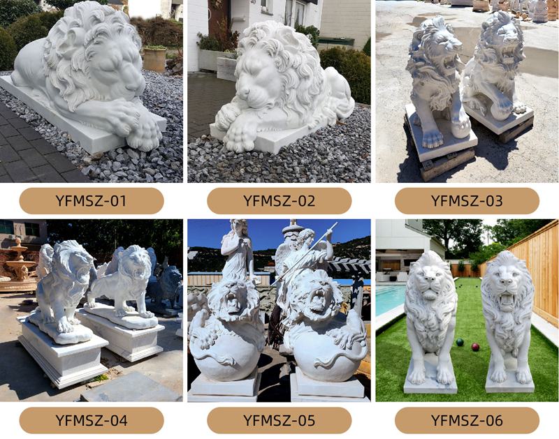 Outdoor Entrance Marble Lion Sculpture 