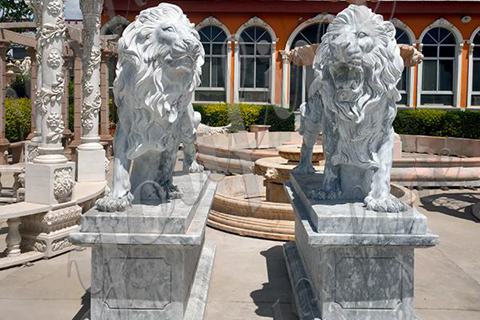 Outdoor Entrance Marble Lion Sculpture