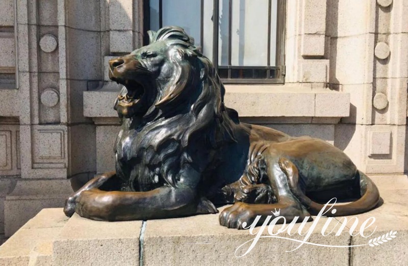 outdoor large bronze lion statue